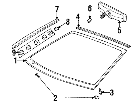 1999 Mercury Cougar Windshield Glass, Reveal Moldings Diagram