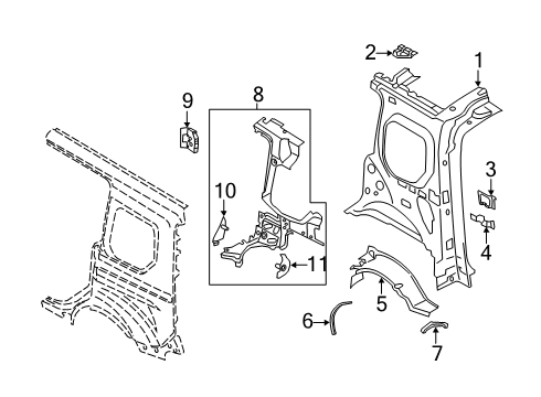 2021 Ford Transit Connect PANEL ASY - REAR QUARTER - INN Diagram for KT1Z-1727791-Q