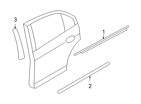 2010 Mercury Milan Exterior Trim - Rear Door Diagram