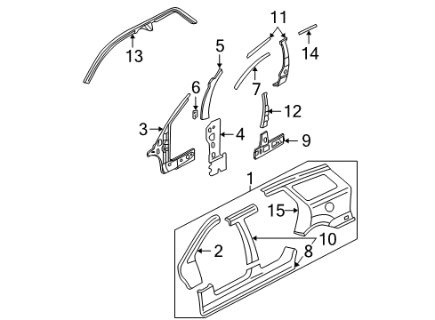 2002 Ford Focus Reinforcement - "A" Pillar Diagram for YS4Z-61025A00-AA