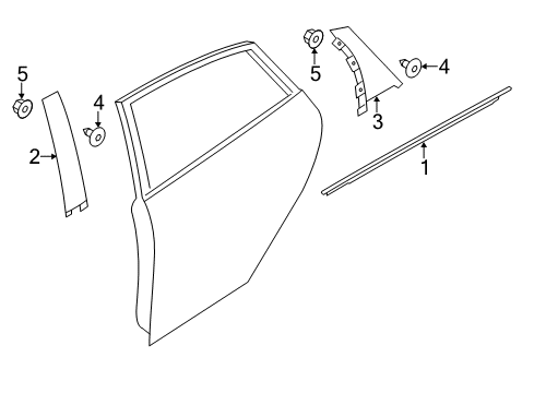 2012 Ford Focus Moulding - Door Window Frame Diagram for CP9Z-58255A35-B