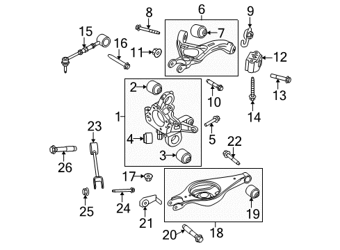 2016 Ford Special Service Police Sedan Rear Suspension Components, Lower Control Arm, Upper Control Arm, Stabilizer Bar Diagram