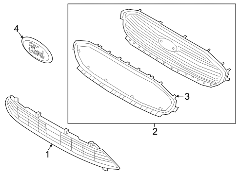 2023 Ford Transit Connect Grille & Components Diagram