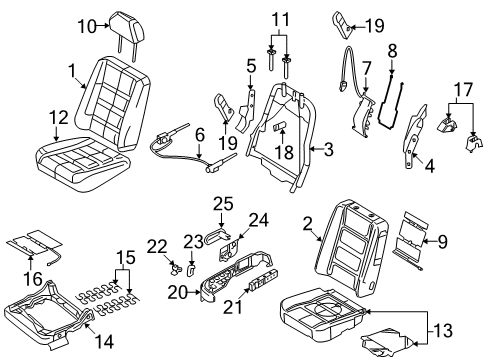 2008 Ford Taurus Seat Back Cover Assembly Diagram for 8A4Z-7464416-BA