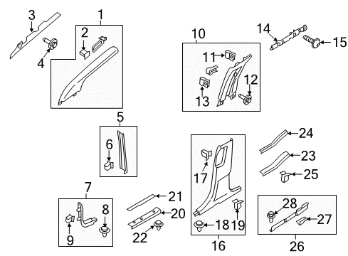 2016 Lincoln MKX Moulding - Windshield Diagram for FA1Z-5803599-BN