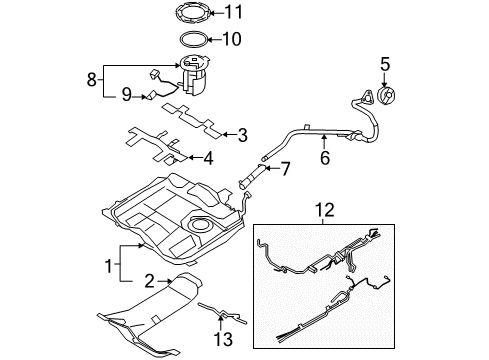 2009 Ford Edge Fuel Tank Sender Assembly Diagram for 7T4Z-9A299-A