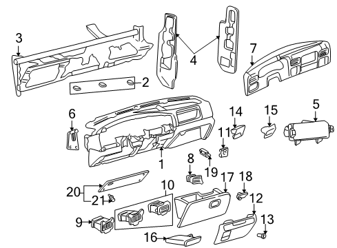 2004 Ford Excursion Instrument Panel, Body Diagram