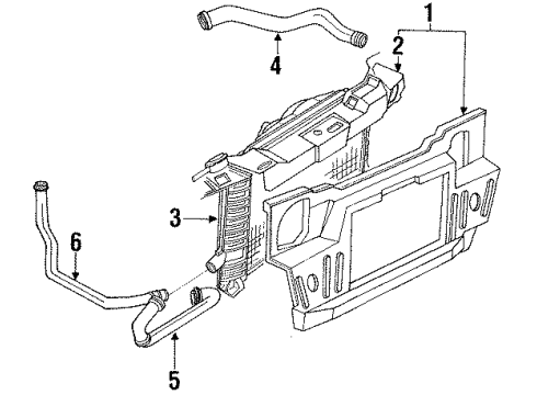 1994 Mercury Topaz Radiator & Components, Radiator Support Diagram