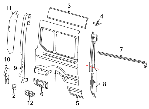 2018 Ford Transit-150 Reinforcement Assembly - Roof Side Diagram for BK3Z-6151186-D