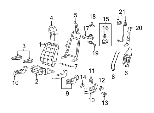 2006 Ford Freestar Seat Back Cover Assembly Diagram for 6F2Z-1764417-HC