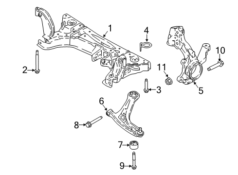 2019 Ford EcoSport Front Suspension Components, Lower Control Arm, Stabilizer Bar Diagram