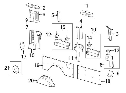 2023 Ford E-Transit TRIM - "B" PILLAR Diagram for LK4Z-6124347-BA