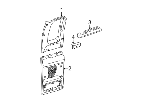 2001 Ford F-250 Super Duty Panel Assembly - Door Trim Diagram for YC3Z-2827407-AAA