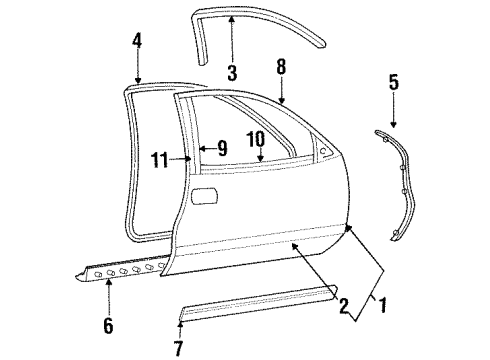 1996 Lincoln Mark VIII Weatherstrip Assembly Door Diagram for F3LY6320531A