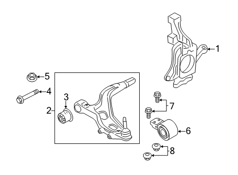 2014 Ford Explorer Front Suspension Components, Lower Control Arm, Stabilizer Bar Diagram