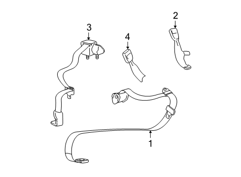 2003 Lincoln Town Car Belt And Buckle Assembly Diagram for 6W1Z-54600A38-CC