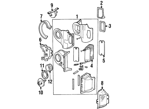 2000 Mercury Mountaineer A/C Evaporator & Heater Components Diagram