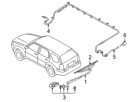 2007 Mercury Mariner Lift Gate - Wiper & Washer Components Diagram