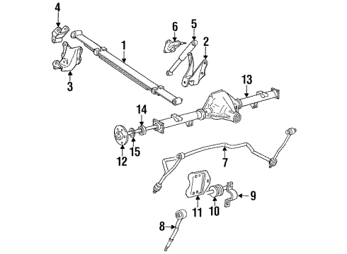 1996 Ford Bronco Rear Suspension Components, Axle Housing, Stabilizer Bar & Components Diagram