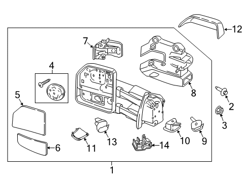 2022 Ford F-250 Super Duty Outside Mirrors Diagram 1 - Thumbnail