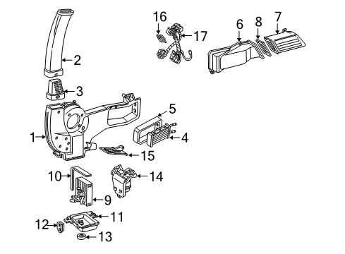 1995 Ford E-350 Econoline A/C Evaporator & Heater Components Diagram