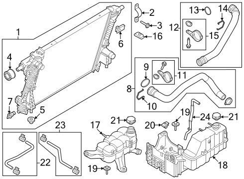 2024 Ford F-250 Super Duty Radiator & Components Diagram