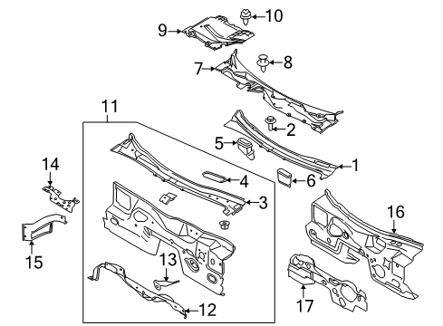 2015 Ford Mustang Cowl Diagram