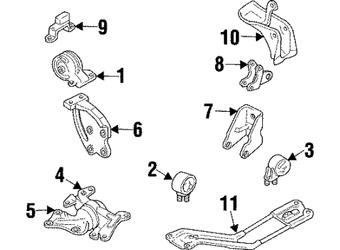 1998 Ford Escort Engine Mounting Front Crossmember Diagram for F7CZ-6A023-AB