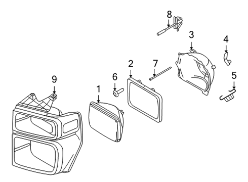 2019 Ford E-350 Super Duty Headlamp Components Diagram