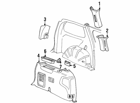 2003 Ford Windstar Interior Trim - Side Panel Diagram