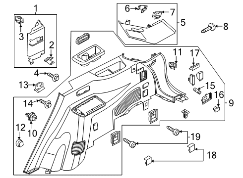 2023 Lincoln Aviator MOULDING - ROOF SIDE TRIM Diagram for LC5Z-7831010-BC