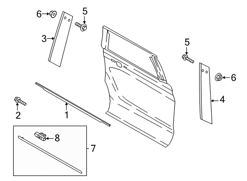 2018 Lincoln Navigator Exterior Trim - Rear Door Diagram