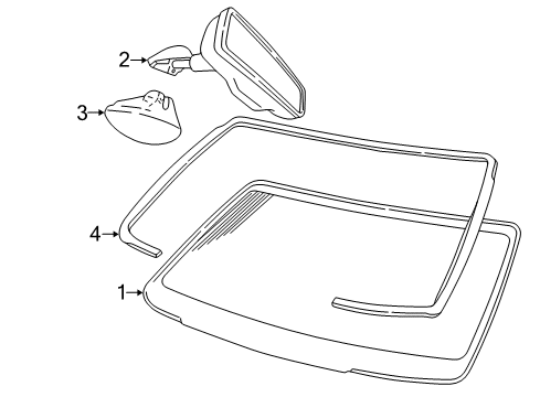 2008 Lincoln Town Car Windshield Glass, Reveal Moldings Diagram