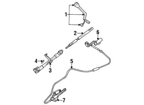 1997 Lincoln Town Car Selector Lever Control Cable Assembly Diagram for F8AZ-7E395-BA