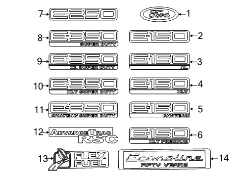 2011 Ford E-350 Super Duty Exterior Trim - Back Door Diagram