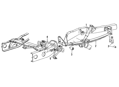 1992 Ford Explorer Rear Suspension Components, Axle Housing, Stabilizer Bar & Components Diagram