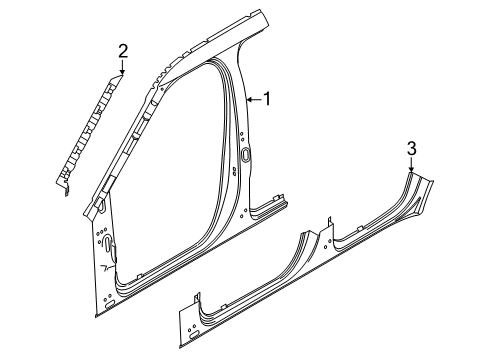 2023 Ford Police Interceptor Utility REINFORCEMENT - "A" PILLAR Diagram for LB5Z-78025A00-A