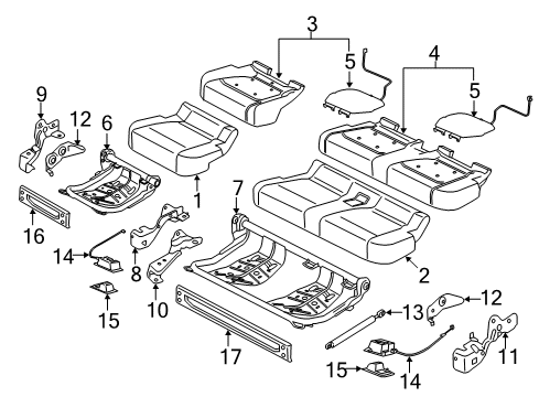 2017 Ford F-250 Super Duty Rear Seat Components Diagram