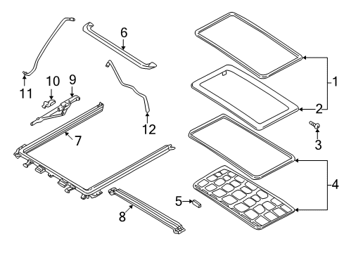 2002 Ford Escape Seal - Roof Panel Opening Diagram for YL8Z-7851884-AAB