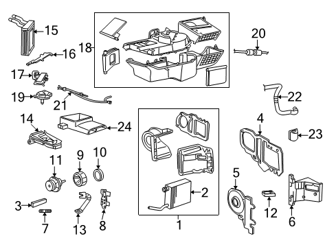 2007 Mercury Grand Marquis A/C Evaporator & Heater Components Diagram