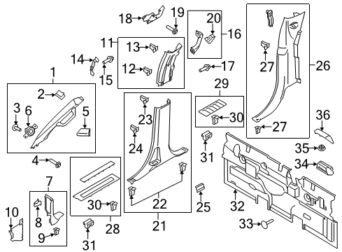 2017 Ford F-250 Super Duty Interior Trim - Cab Diagram