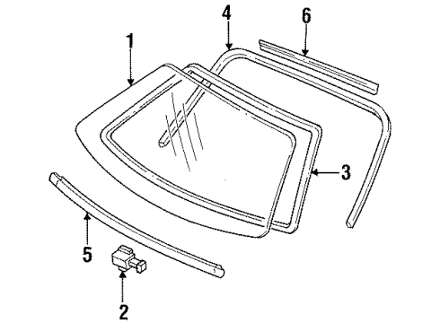 1996 Ford Aspire Windshield Glass Diagram for F4BZ-6103100-B