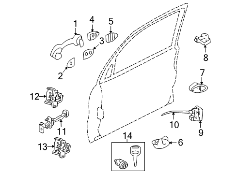 2007 Ford Escape Front Door - Lock & Hardware Diagram