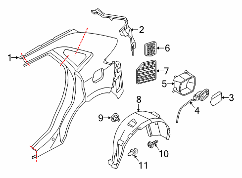 2017 Lincoln MKX Quarter Panel & Components Diagram