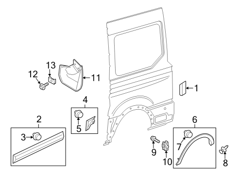 2023 Ford E-Transit Exterior Trim - Side Panel Diagram