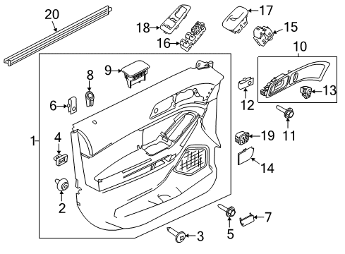 2012 Ford Explorer Panel Assembly - Door Trim Diagram for BB5Z-7823943-CB