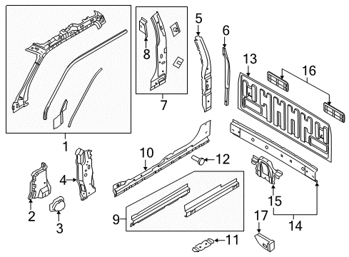 2022 Ford F-250 Super Duty Back Panel, Hinge Pillar Diagram