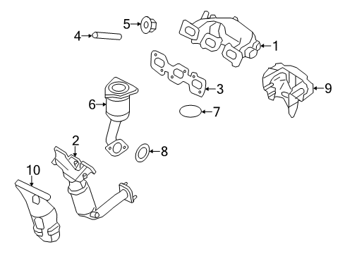 2010 Ford Fusion Exhaust Manifold Assembly Diagram for 7T4Z-9430-C