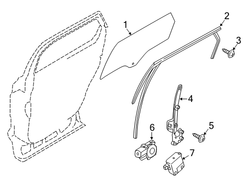 2022 Ford Edge Glass - Rear Door Diagram for FT4Z-5825713-A