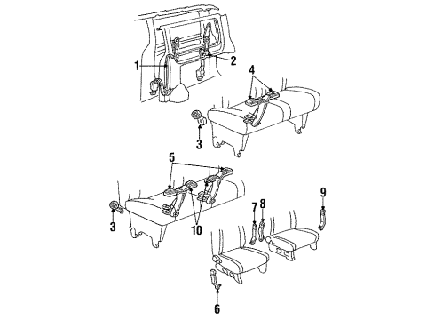 1996 Ford Aerostar Belt And Buckle Assembly Diagram for F29Z-1260044-HH